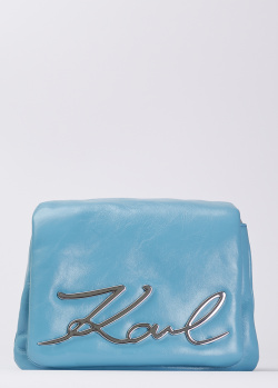 Голубая сумка Karl Lagerfeld K/Signature из мягкой кожи, фото